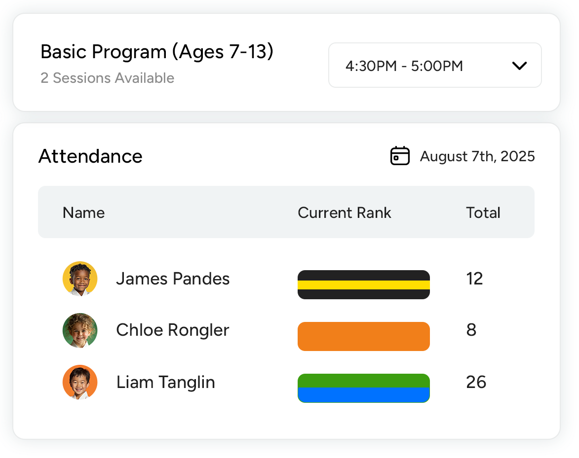 Class attendance roster