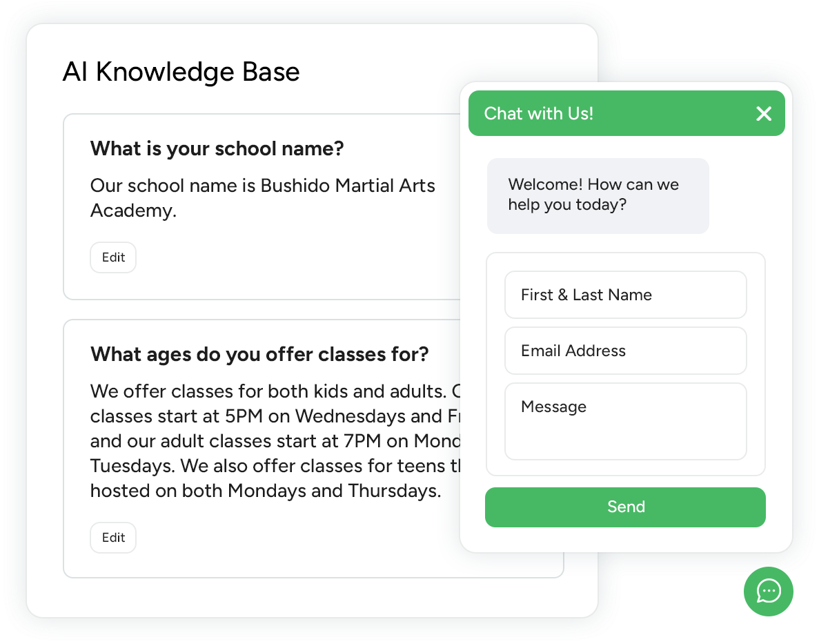 AI knowledge base and chat widget